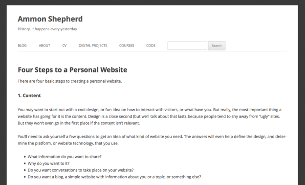 Four Steps to a Personal Website